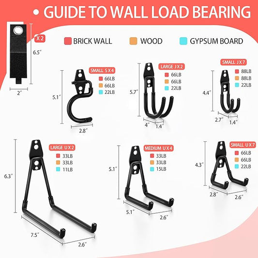 28 Pack Garage Hooks Heavy Duty - Garage Storage and Organization Ladder Hooks with Non Slip PVC Coating for Hanging Bike,Ladder,Garden Tools,Hose