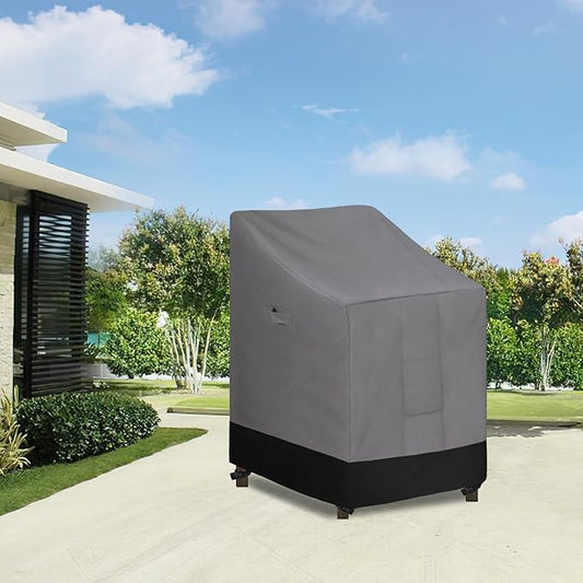Easy-Going Heavy Duty Outdoor Stackable Chair Cover, Waterproof Patio Chair Cover, Windproof Outdoor Furniture Cover with Air Vent (1 Pack-28Wx36Dx47H inch, Gray/Black)