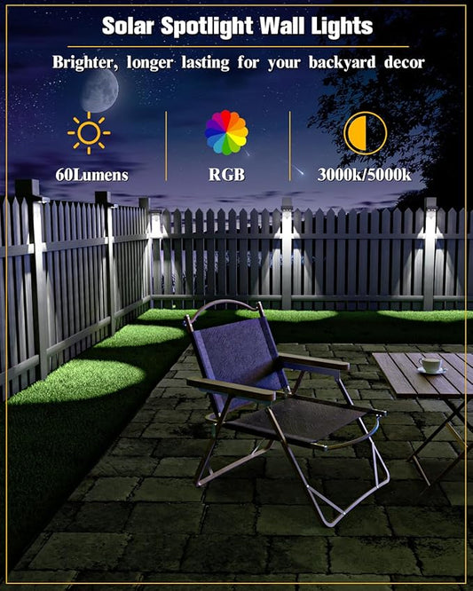 JOFIOS Solar Fence Lights 20 Pack, 50 Lumens Outdoor Solar Lights with 12 Modes RGB Color Glow LED,Waterproof, Solar Lights for Patio, Backyard, Deck, Fence, Railing(White Shell)