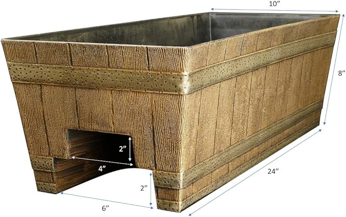Classic Home and Garden 1073D-265R Jameson planters, 24" - Deck Rail, Distressed Oak