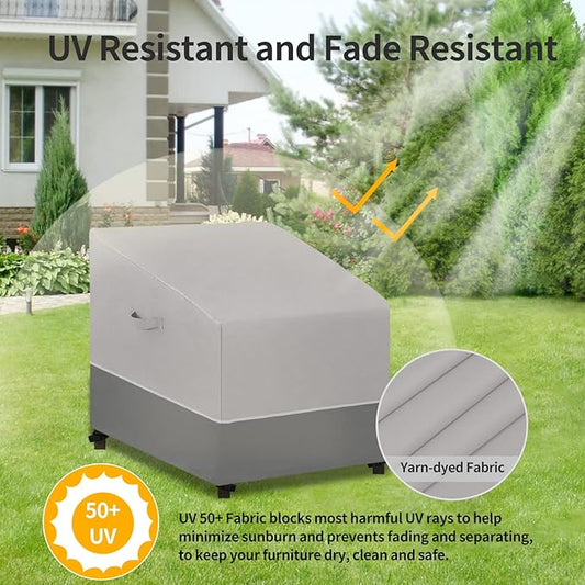 Easy-Going Patio Chair Cover UV Resistant Outdoor Chair Cover Bicolor Waterproof Outdoor Furniture Cover with Reflective Hemming (2 Pack-32Wx37Dx31H inch, Gray/Dark Gray)