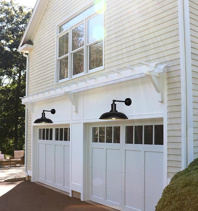 18" Vintage Style Barn Gooseneck Light, Large Farmhouse Waterproof and Rust-Resistant Wall-Mounted Lighting Fixture for Porches, Garages, Patios and Farmhouses 2-Pack