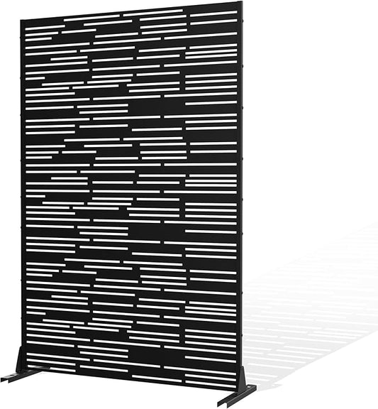 Metal Privacy Screen Outdoor Privacy Screen, Freestanding Fence Panel for Outside, 72''H×47''W, Decorative Screen Panel for Backyard/Patio/Deck