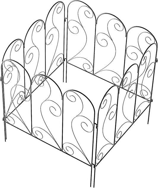 Zhongma Decorative Metal Garden Fence,Pack of 4pcs, Total 26" H x 100" L