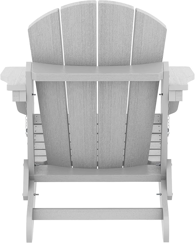 SERWALL Folding Adirondack Chair Set of 4 for Patio Garden Outdoors Fire Pit- Spanish Gray