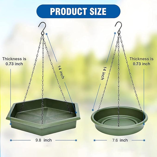Hanging Bird Bath,2 in 1 XL Hanging Bird Feeder & Birds Bath for Outside, Birds Water Feeder,Tray for Outdoors Garden Patio Decoration