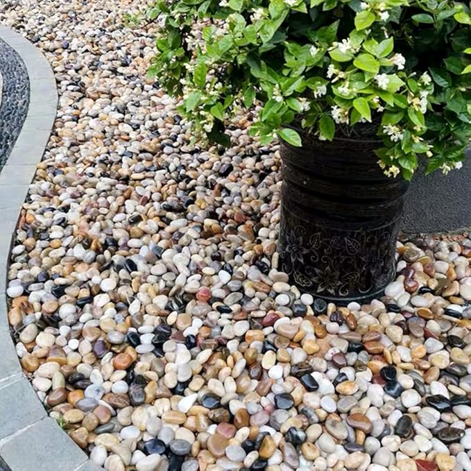 YISZM Pebbles for Indoor Plants, Natural Polished River Rocks, Small Decorative Mixed Color Stones for Planters Vase Fish Tank Aquariums Landscaping Garden, 10lbs