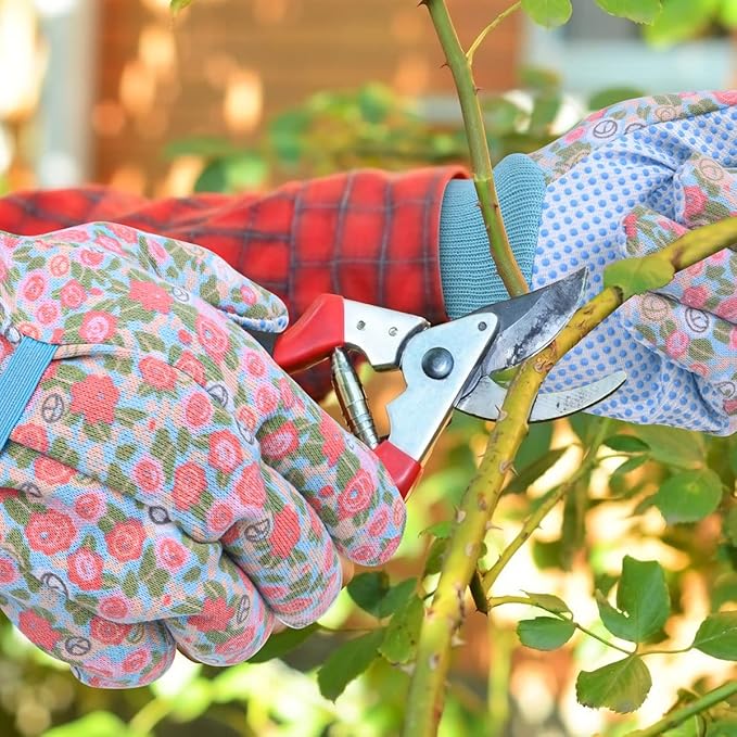 Ainiv Floral Gardening Gloves for Women/Ladies, Non-Slip Garden Work Gloves,Breathable Yard Work Glove Light Working Gloves
