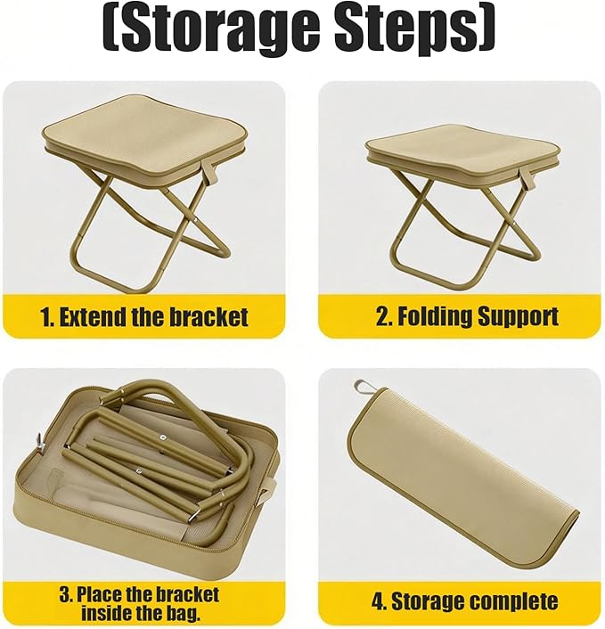 Rugged Portable Folding Stool - 12 Inch Compact Camping Seat for Outdoor, Hiking, Fishing & Gardening, Supports 220LB with Carry Bag