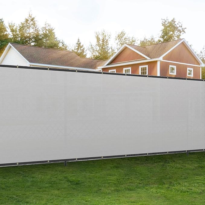 4'x232' Privacy Fence Screen Net Fencing 90% Privacy Blockage Windscreen Fence Cover with Copper Grommet for Patio Backyard Garden Swimming Pool, Zip Ties Included, Light Gray