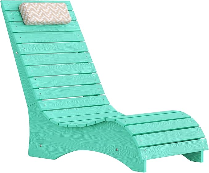 LUE BONA HDPS Pool Chair, Fade-Resistant Use in Pools Up to 10-Inches Deep Pools Lounge Chair for Sun Shelf, Chaise Lounger with Headrest for Outside Pool Deck