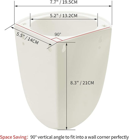 ORIMERC 4 Pack Corner Wall Mounted Hanging Planter Self Watering Triangle Plastic Flower Pot Decorative Modern Plant Vase Container Holder for Succulent Indoor Outdoor Home Office Décor White