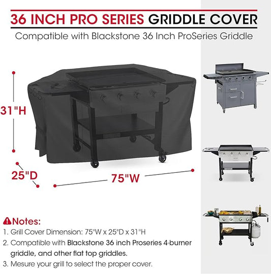 Unicook Griddle Cover for Blackstone 36 Inch ProSeries, Flat Top BBQ Grill Cover 75 Inch for Outdoor 4 Burner Cooking Station, Unique Waterproof Vinyl with Polyester Lining