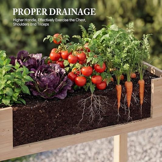 DUMOS Raised Garden Bed with Legs, 72x23x30 Inch Planter Box Outdoor with Liner for Herbs Flowers Vegetables, Elevated Wooden Garden Bed for Patio, Balcony and Backyard, Natural Wood
