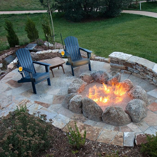 FUNBERRY Folding Adirondack Chair Set of 2, All Weather HDPE Fire Pit Chairs with Cup Holder for Outdoor