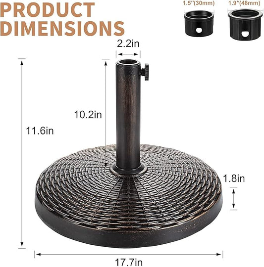 FLAME&SHADE 26lb Round Base Stand Weight for Patio Market Table Umbrella Outdoor, Bronze