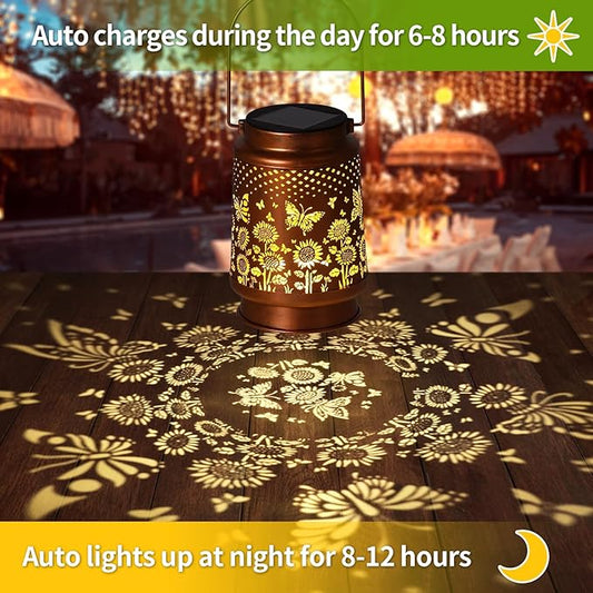 Solar Lanterns Outdoor Waterproof Garden Decor, Metal LED Garden Light Birthday Gifts for Women mom Christmas Gifts for Yard, Patio, Lawn, Tabletop, Pathway, Landscape,Walkway, Terrace(Butterfly)