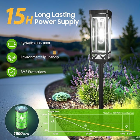 KOOPER Taller Solar Pathway Lights Outdoor, 12 Pack Upgraded Brighter Solar Garden Lights Solar Powered, Up to 15 Hours Outdoor Solar Lights for Yard Landscape Path Walkway Driveway (Cool White)