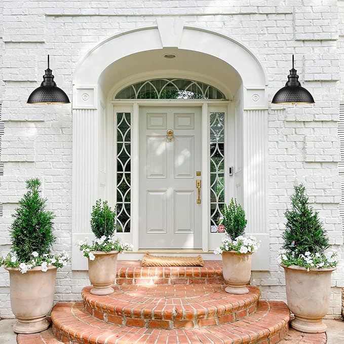 Outdoor Farmhouse Barn Lights, Anti-Rust Outdoor Wall Sconce, Exterior Wall Lights, Front Door Mounted Lighting Fixture,Vintage Outside Lighting for Porch,Garage,Patio (Black, 3 Pack)