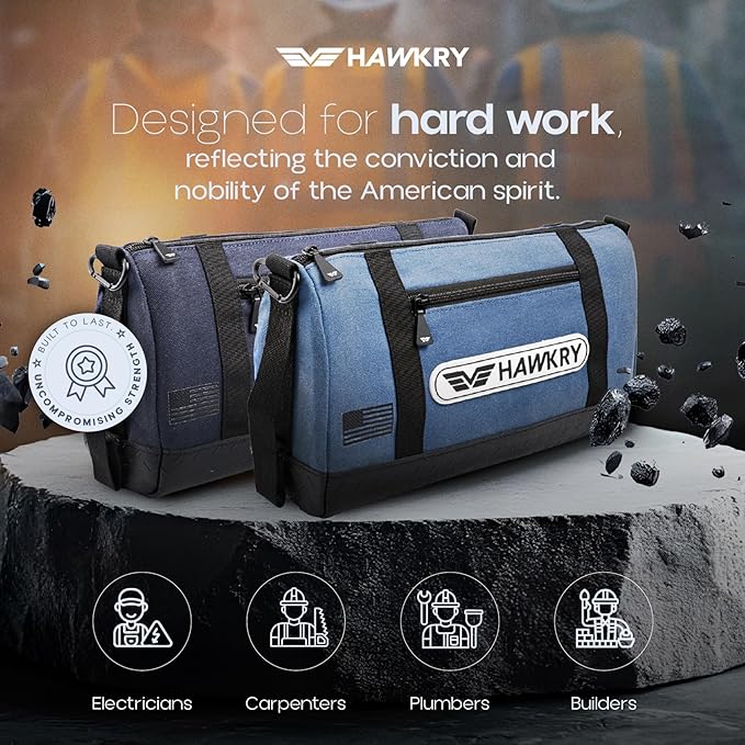 HAWKRY Heavy Duty Canvas Tool Bag Set of 2 โ Waterproof Canvas Zipper Pouch, Garden Tool Bag, Construction Bags Heavy Duty, Small Zipper Pouch, Motorcycle Tool, Multipurpose Fishing Bag
