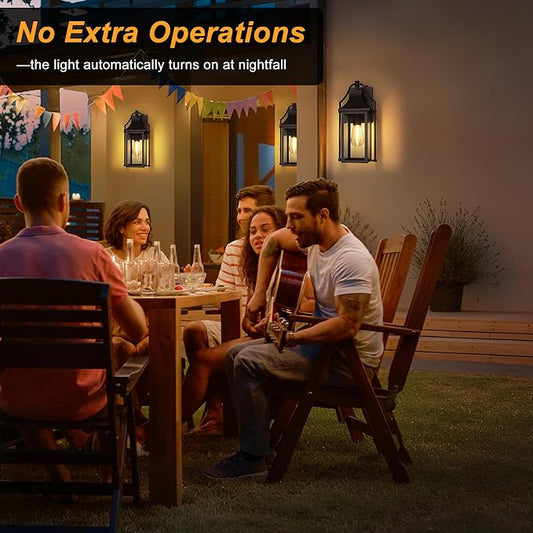 Dusk to Dawn Outdoor Wall Light, Waterproof Wall Sconces, Exterior Wall Mount Lantern Sconce with Glass, Oil Rubbed Bronze Patio Lanterns for House Garage Front Door, 14.8in, 1 Pcak