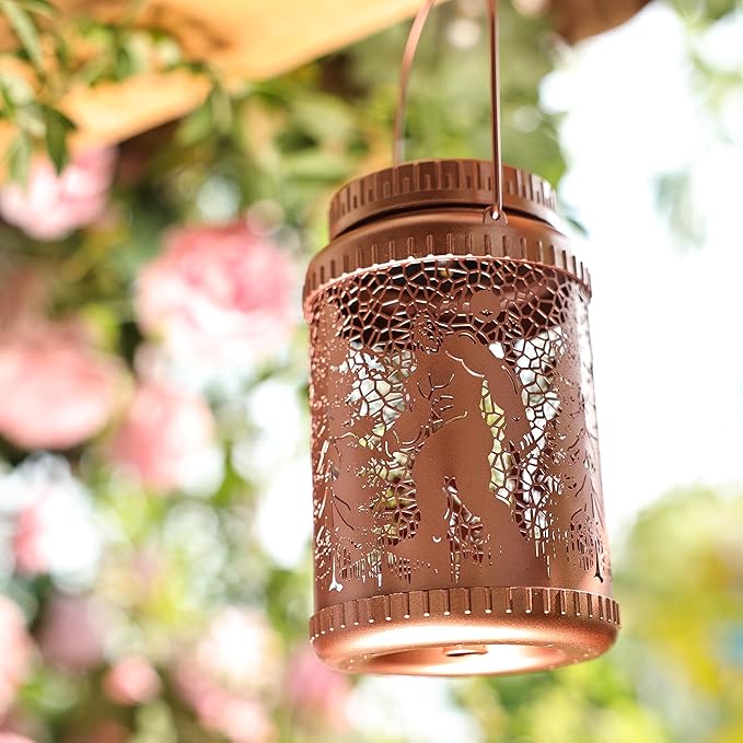 Cooo 6 Pack Solar Lanterns Outdoor Waterproof Wild Man Rose Gold Solar Pathway Lights Landscape Path Lights Christmas Lights Gifts for Women Mom Grandma for Garden Yard Patio Backyard Porch Decor