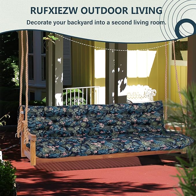 2/3 Seater Swing Replacement Cushion, Waterproof Porch Swing Cushions with Backrest, Thickened Bench Cushions for Outdoor Furniture, for Outdoor Patio Swing (Hummingbird, 40 * 40 in)