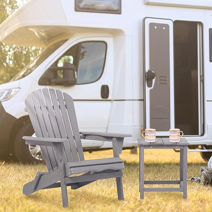 SoliWood Outdoor Wooden Folding Adirondack Chair Set of 6 with Pre-Assembled BackRest, Wood Patio Chair for Garden Backyard Porch Pool Deck Firepit