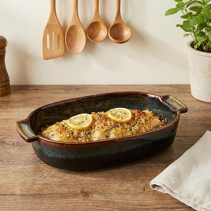 Porcelain Casserole Baking Dish - 22.7 Ounces Baking Dish for Oven, Ceramic Lasagna Pans, Oven Safe Durable Bakeware for Kitchen Home Decor, Banquet and Dinner, Oval 2 pieces 8 x 5 Inch