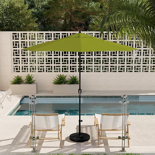 California Umbrella 9' Rd Aluminum Patio Umbrella, Crank Lift, Auto Tilt, Black Finish, 4yr Fade Warranty, Ginko