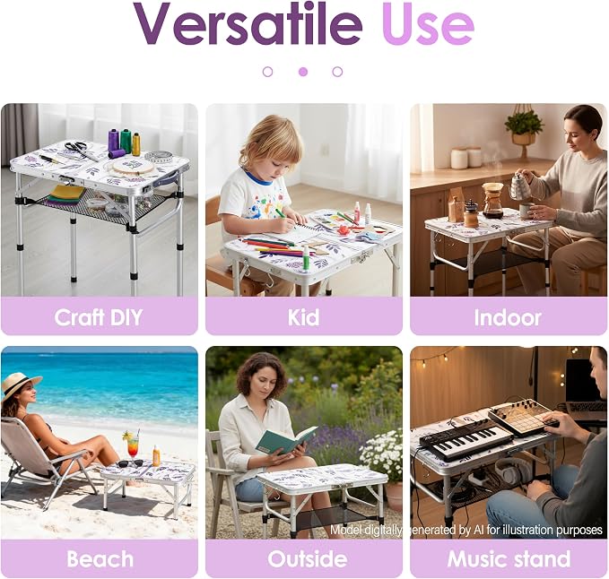 Folding TV Trays Foldable Dinner Tray Table Adjustable Height Food Snack Eating Couch Side Table Sturdy Aluminum Portable Sofa Tray End Table for Outdoor Indoor Camp Pinic Bed Couch Living Room