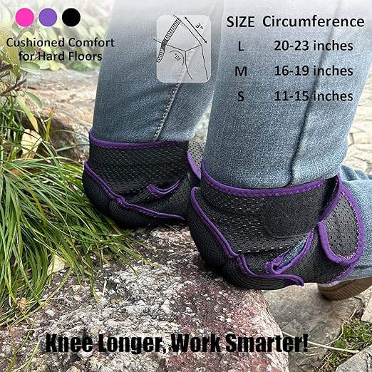 Knee Pads for Cleaning Floors for Women, Mens Knee Pads for Mechanic & Repair Work, Anti-Slip & Safety Knee Cushion for Kneeling on Hard Floor, Fit for Gardeners, Carpenters for Adult, Purple Large