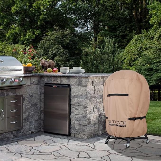 ULTCOVER Outdoor Waterproof Charcoal Kettle Grill Cover for Most 26 inch Round Smoker Size Up to 33” Dia x 38” H