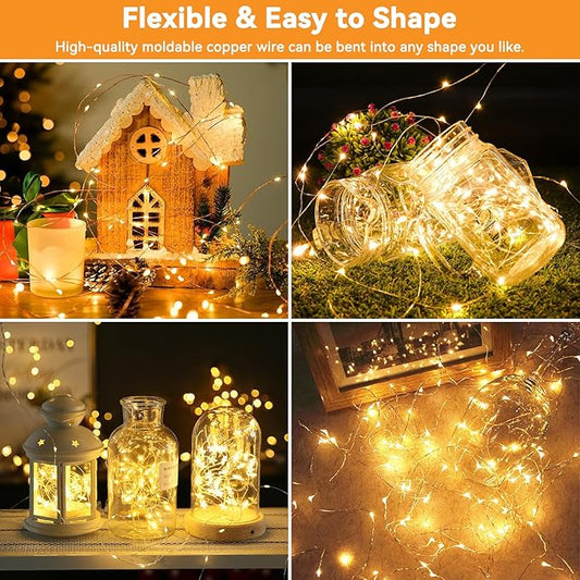 Solar String Lights Outdoor Waterproof 4 Pack Total 132ft 400LED 8 Modes Twinkle Lights Solar Fairy Lights for Patio, Garden Yard Party Tree Christmas Halloween Decoration Warm White