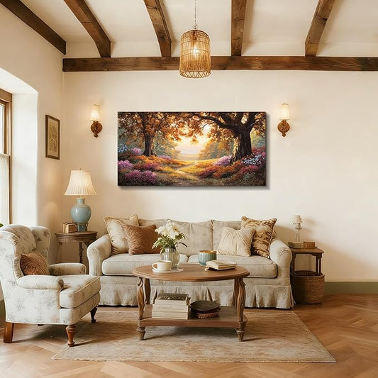 SERIMINO Oversized Wall Art, Landscape Wall Art, Nature Art Prints Decor, Fall Forest Home Decorations, Extra Large Paintings for Living Room Bedroom Dining Room Office Entryway Hotel 29"x57"