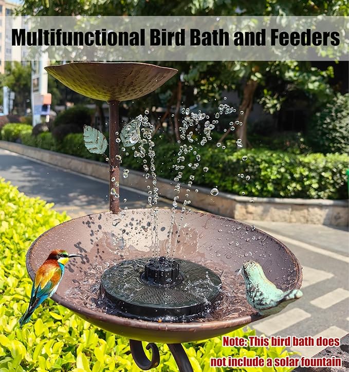 Bird Bath for Deck Railing, 2 in 1 Balcony Bird Feeder and Baths for Outdoors, Detachable Outdoor Birdbath with Heavy Duty Clamp, Weather Resistance Suitable for Garden Porch Backyard