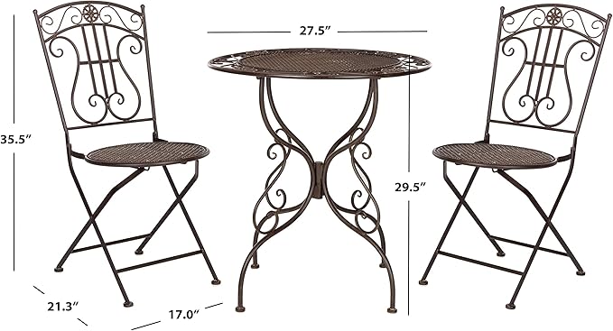 SAFAVIEH PAT5028A Outdoor Collection Semly Pearl White 3-Piece Bistro Set