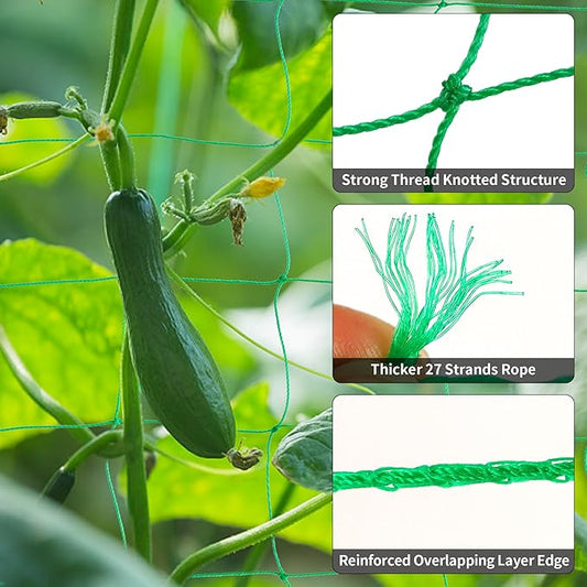 Heavy Duty Garden Trellis Netting for Climbing Plants Outdoor 8.9x16.4Ft Grow Net for Plants 27 Strands & 4x4 in Mesh Plant Netting for Tomato Cucumber Vine Plants