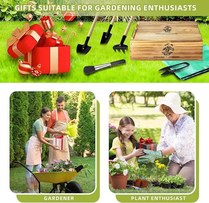 Bonsai Tree Growing Kit - All-in-One plant repotting mat Gardening Tools & User Manual, Unique Gift for Plant Lovers (Seeds Not Included)Gardening Gifts for Women Men Mom Father Birthday Thanksgiving