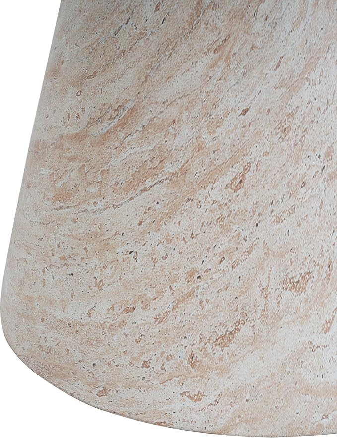 Christopher Knight Home Jaym 20.5" H Indoor Outdoor Accent Side Table, Patio Decorative End Table, Round Top Lightweight Concrete Garden Stool for Patio Balcony & Garden Decor, Travertine