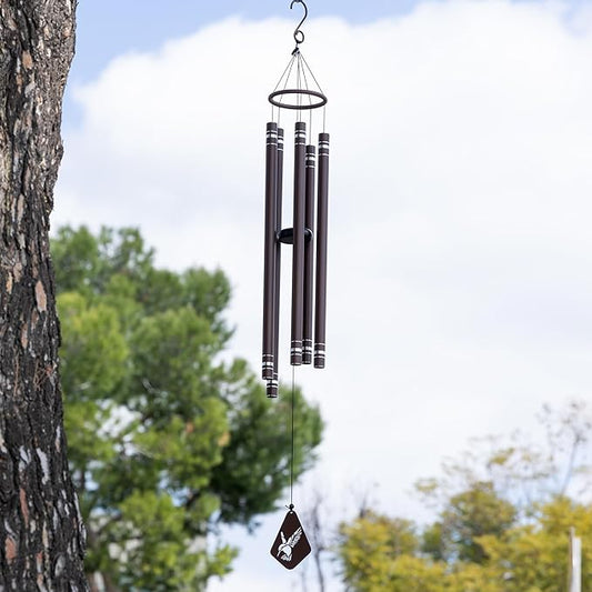 Alpine Corporation 51" Aluminum Tuned Wind Chimes with Hummingbird Design Windcatcher, Brown