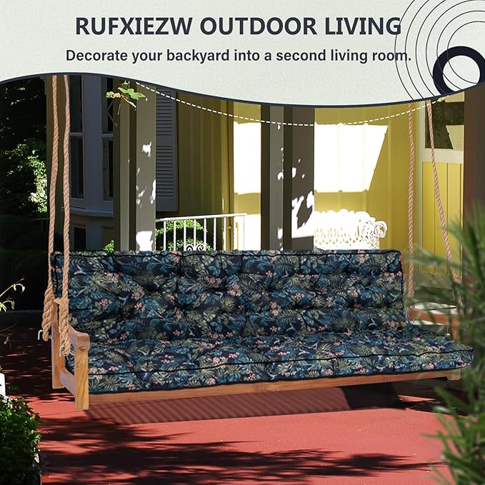 2/3 Seater Swing Replacement Cushion, Waterproof Porch Swing Cushions with Backrest, Thickened Bench Cushions for Outdoor Furniture, for Outdoor Patio Swing (Hummingbird, 70.8 * 40in)