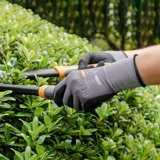 Kebada W2 Safety Work Gloves, Micro-Foam Nitrile Coated Gloves, Touchscreen,Ideal for Package Handling, Gardening, Construction, 1 Pair Small
