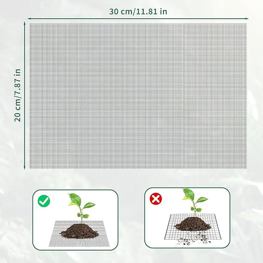 15 PCS Flower Pot Hole Mesh Screens, 11.8” x 7.8” Squares Rigid Polyethylene Garden's Drainage Mesh Hole Pads, DIY Bonsai Pot Pads for Pots Flower Pot Bottoms Grid Keep Soil from Flowing Away
