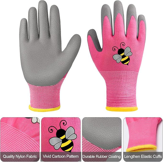 18 Pairs Kids Gardening Gloves Children Garden Glove Foam Rubber Coated Yard Work Gloves for Kids Toddlers Youth Boys Girls (Medium (Age 6-8))