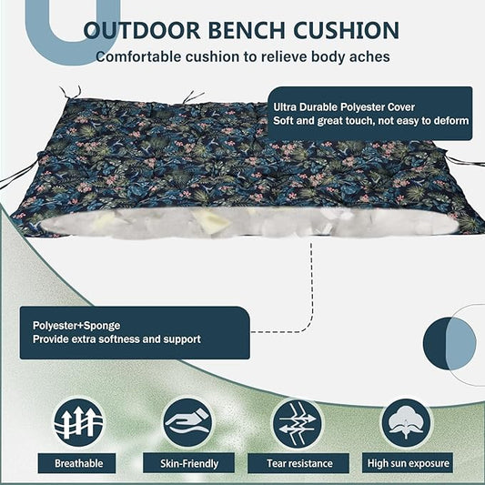 2/3 Seater Swing Replacement Cushion, Waterproof Porch Swing Cushions with Backrest, Thickened Bench Cushions for Outdoor Furniture, for Outdoor Patio Swing (Hummingbird, 40 * 40 in)