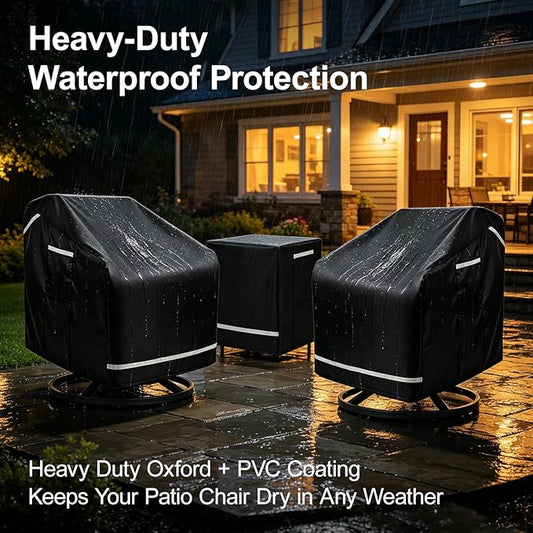 3 Pack Patio Chair Covers, Outdoor Chair Covers with Straps, Heavy Duty Waterproof Patio Furniture Covers, UV Resistant, Lawn Chair Covers with Reflective Strips, 37" W X 38" D X 39" H