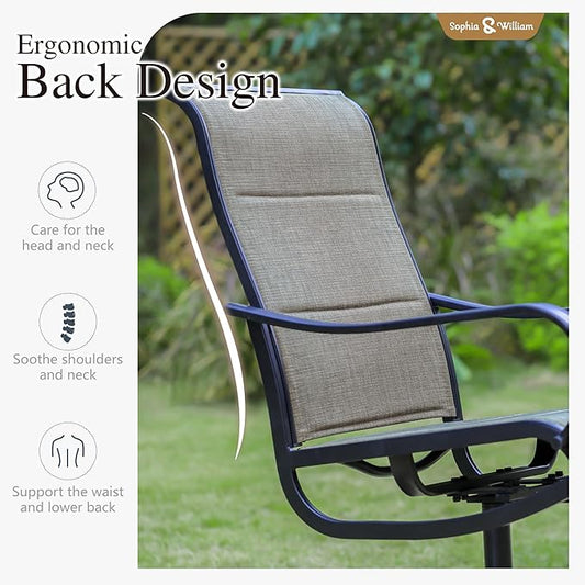 Sophia & William Patio Sets 5 Pieces Patio Dining Set for 4, Textilene Swivel Dining Chairs Padded with Round Metal Dining Table Outdoor Dining Furniture All Weather Textilene for Garden Porch