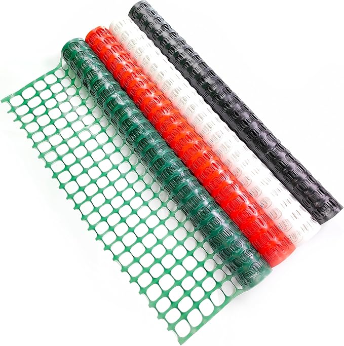 PotatoLife Plastic Mesh Fence Safety Fence, 4'x100' Roll with 100 Zip Ties, Resuable Temporary Netting for Garden Fencing, Construction, Snow Fencing, Animal Barrier, Poultry, Deer, Patio, Orange