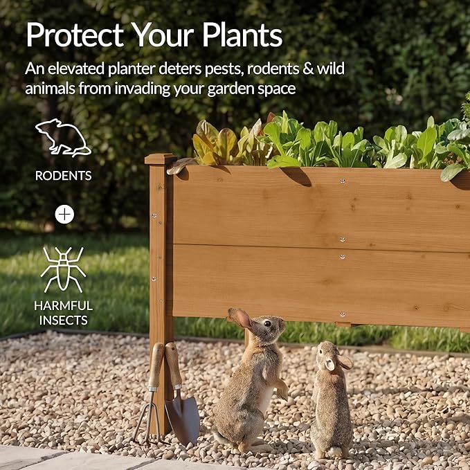 Best Choice Products 48" x 24" x 30" Raised Garden Bed with Extra Deep 16" Depth, Elevated Wood Planter Box Stand for Backyard, Patio, Balcony, Natural Fir Wood - Acorn Brown